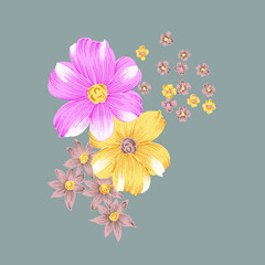 digital textile design yellow flower