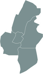 Gray flat blank vector administrative map of HAARLEM, NETHERLANDS with black border lines of its districts