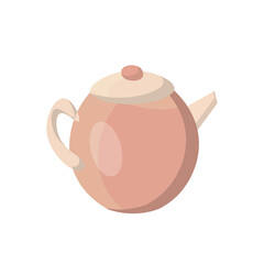 Сlay coral teapot,simple illustration of utensils. tea ceremony element
