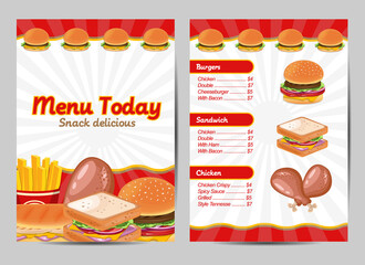 Menu template illustration fast food restaurant vector