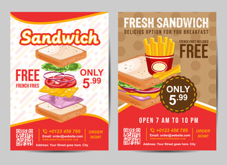 Fast food template poster flyer concept illustration restaurant vector