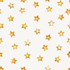 Seamless pattern with shining golden stars. Vector