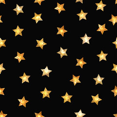 Shining Golden Stars Print. Christmas Holiday Party Background	