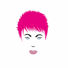 Pink hair. Fashion silhouette woman style, vector illustration 