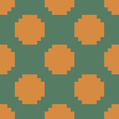 Brown and green retro Polka Dot seamless pattern pixel art. Vector illustration.