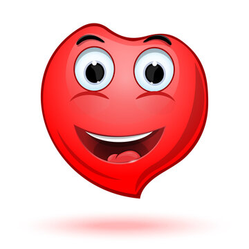 Emoji red heart fun laughs. Cartoon icon heart. Happy emoji red heart. Vector illustration