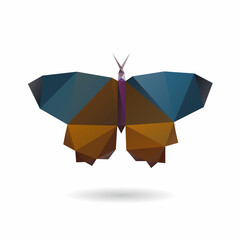 Butterfly origami abstract  isolated on a white backgrounds, vector illustration