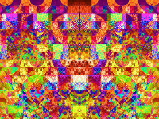Composición de arte psicodélico digital consistente en formando un todo que se parece a un mosaico abstracto de azulejos irregulares.