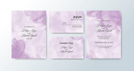Wedding invitation with abstract watercolor background.