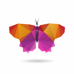 Butterfly origami abstract  isolated on a white backgrounds, vector illustration