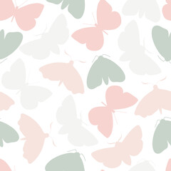 Naklejka na ściany i meble Seamless pattern with butterflies, nude coloured abstract background design. Vector butterfly background.
