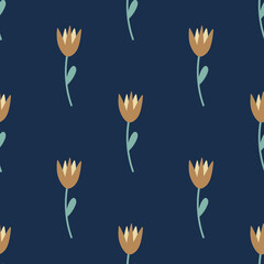 Seamless pattern with simple flowers.