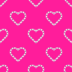 Cute hearts on the pink background. Seamless pattern with doodle element. 