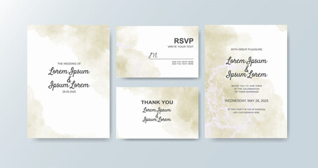 Fototapeta na wymiar Wedding invitation with abstract watercolor background.