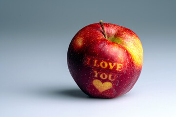 Valentines days gift. I love You apple with heart.