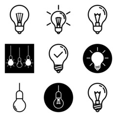 Lightbulbs2 Flat Icon Set Isolated On White Background