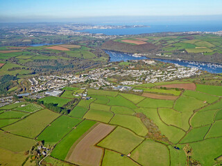 Fototapeta na wymiar Aerial view of fields in Devon and Dartmouth