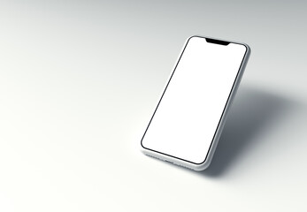 Smartphone with empty screen on white background.