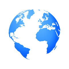 Obraz na płótnie Canvas Blue curved World map. Blue Earth planet background illustration.