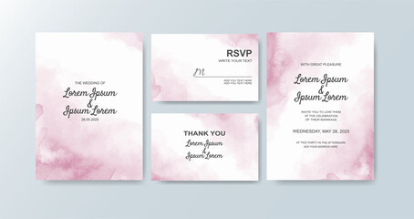 Wedding invitation with abstract watercolor background.