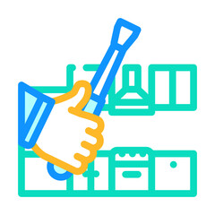kitchen unit repairs color icon vector. kitchen unit repairs sign. isolated symbol illustration