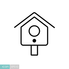 Wooden birdhouse, place for nest vector icon