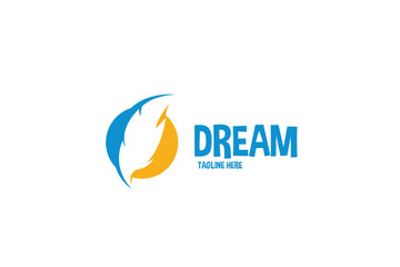 Feather logo vector template, writer logo, dream, story, education symbol icon