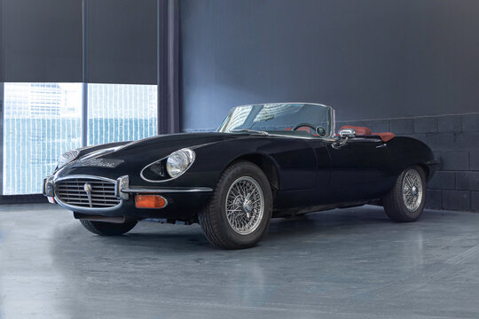BARCELONA, SPAIN-MAY 25, 2021: 1971 Jaguar E-Type Series 3 V12 roadster