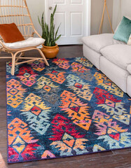 Modern Handmade interior room area rug carpet texture design.