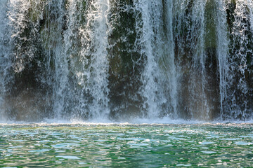 Close-up frontal view of the waterfall