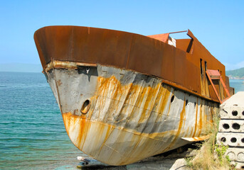 Shipwreck at lake Baikal in Russia