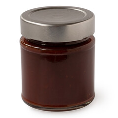 Barbecue sauce in a jar isolated.