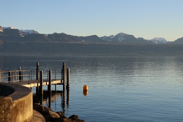 Le lac Léman vu depuis Lausanne, ville de Lausanne, canton de Vaud, Suisse