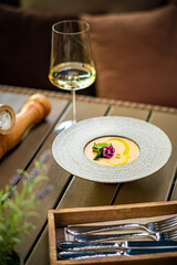 cream soup in the restaurant