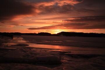 sunset over the frozen sea - Bærum