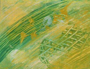 Abstract colorful paint background. Abstract artwork made of mixed media on paper