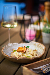 mushrooms risotto in the restaurant