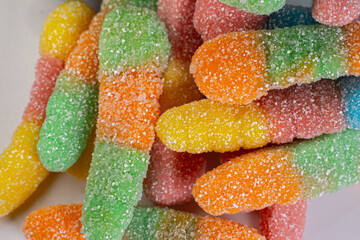 Sweet jelly candies multicolored. Unhealthy food