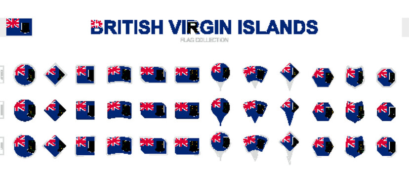 Large collection of British Virgin Islands flags of various shapes and effects.