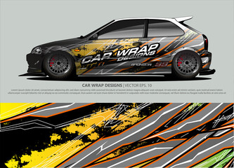 car wrap design. simple lines with abstract background vector