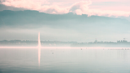 le jet d'eau de Gen&egrave;ve depuis Bellevue