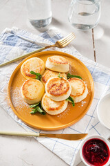 cottage cheese pancakes on the table
