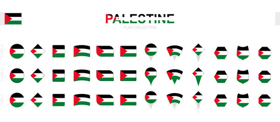 Large collection of Palestine flags of various shapes and effects.