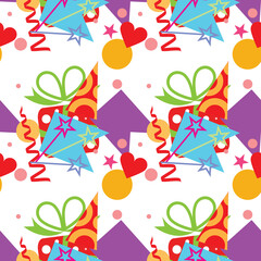 Festive seamless pattern for celebrations, birthdays. Vector image