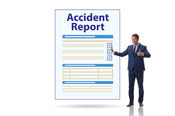 Fototapeta premium Filling in accident report in insurance concept