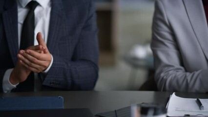 Business team clapping hands cheering together celebrate successful product.