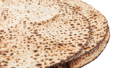 Matzah Shmurah. Jewish traditional Passover bread. Pesach celebration symbol. Closeup