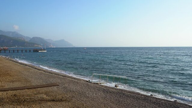 Pebble beach at hotel in Kiris Kemer Turkey