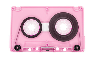 old pink audio cassette tape open