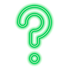 Green neon question mark isolated on white